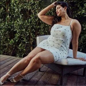 Plus size embroidered cherry dress